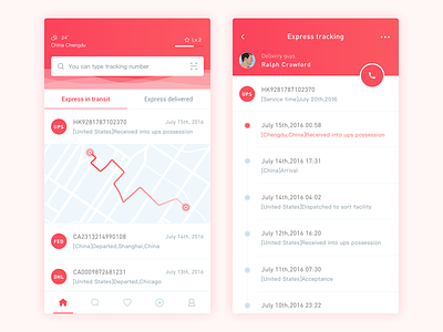 Express Tracking App Design app design express ios quickly red tracking ui