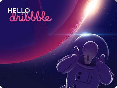 Hello Dribbble astronaut illustration scream space