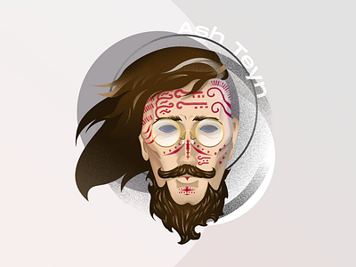 Ash Teyn beard glass hipster illustration man mustache ornament
