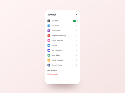 Settings Page UI (Daily UI 007)