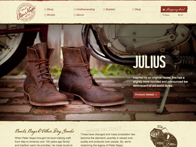 Site Launch: Peter Nappi boots ecommerce photography web website