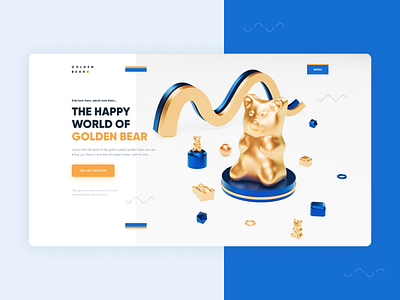 Golden Bear | Gummy Bear Shop artist bear c4d cinema4d clean color digitalart gold gummybear invisionapp landing page logo render typography ui ux web web page website white space