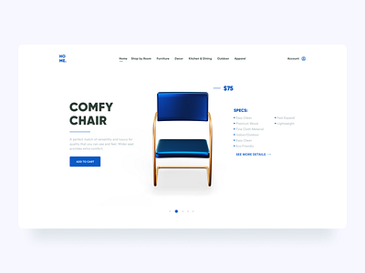 HOME. | Home Decorations Shop 3d 3d art blue c4d c4dfordesigners chair cinema4d clean colors gold landing page logo render typography ui uiux ux web web page website