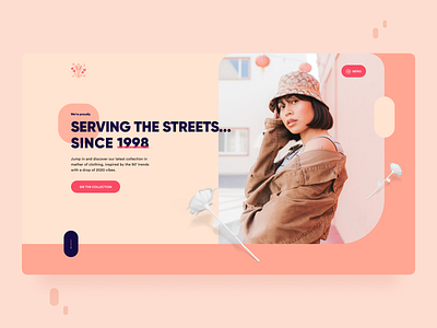 Flower | Clothing store - WIP 3d cinema4d clean clothes clothes shop fashion flower geometric landing landing page page pastel colours shop store typography ui ux web web page website