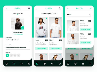 CLOTR | Clothing Shop App app app design application branding clean clothes clothes shop clothing fonts geometry green icon logo mobile app shop typography ui ux