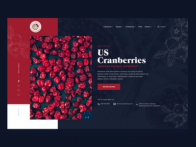 US Cranberries - Recipes Website Redesign cranberries cranberry design fruits landing page onepage red typography ui ux web web page webdesign webdesigner website wordpress