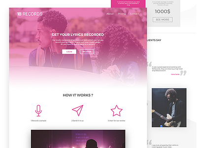 1b Records Landing page concept landing page ui ux web web page