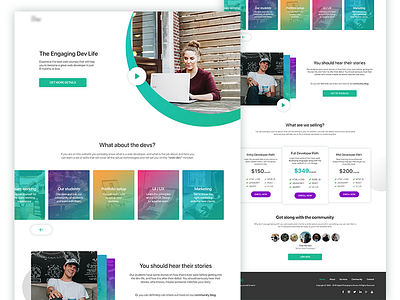 Web page for developer courses website courses developer landing life ui web page website