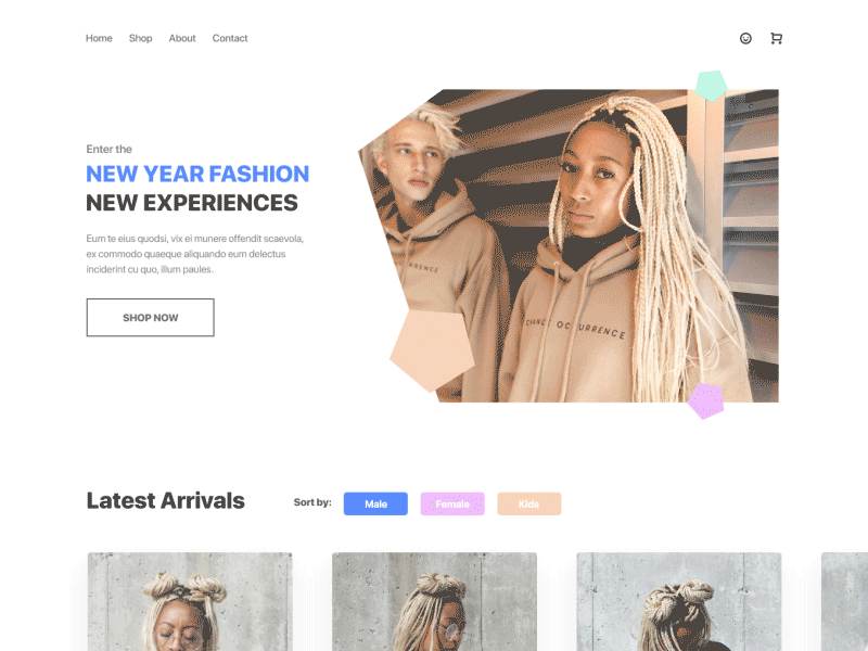New Year Fashion animation blue branding clean clothes design illustration landing landing page motion animation motion graphics page typography ui ux web web page web page website white space