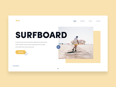 Surfboard app branding clean colors design icon landing landing page page sport surf typography ui ux web web page web page website white space yellow