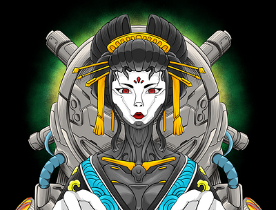 Mecha Geisha graphic design