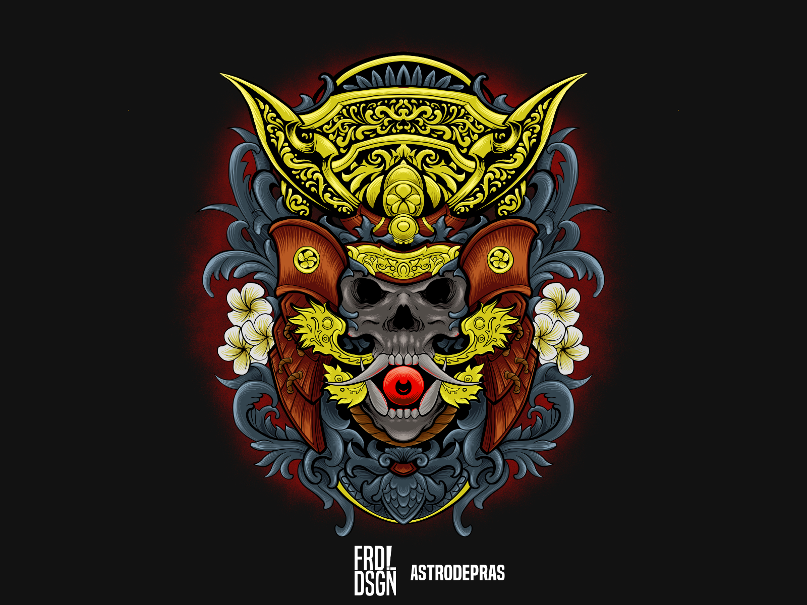 japanese skull samurai illustration by ferdi on Dribbble