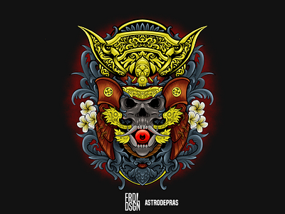 japanese skull samurai illustration graphic design