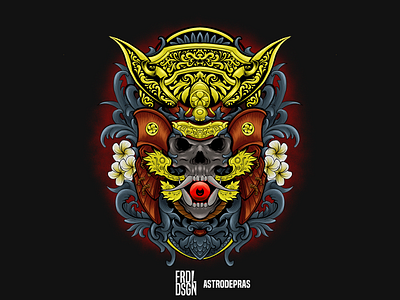 japanese skull samurai illustration