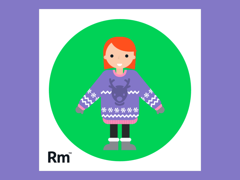Christmas Jumper Day animation christmas clothing gif girl jumping leap