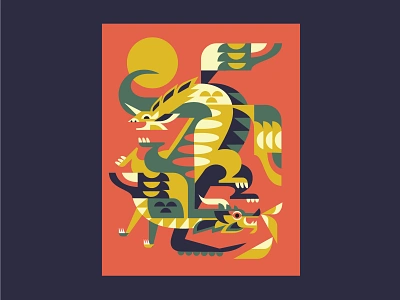 Dragons dragon folklore geometric illustration myth mythology