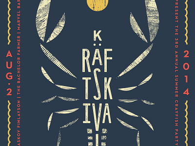 Kräftskiva Poster WIP crayfish illustration lobster sweden typography