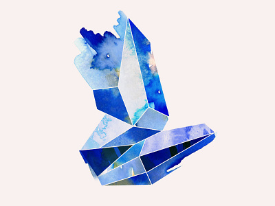 Sapphire birthstone crystal gemstone geometric painting watercolor