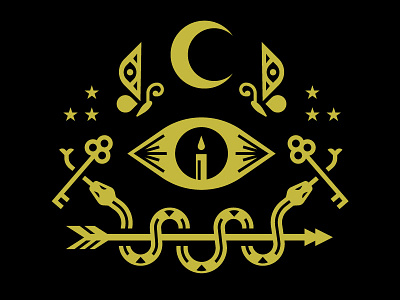 Let's Get Mystical! badge candle crest cult moon mystical occult snake