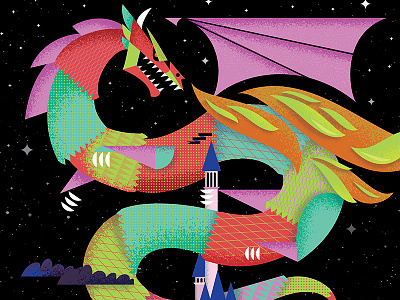 Dragon beastiary dragon geometric illustration mythical