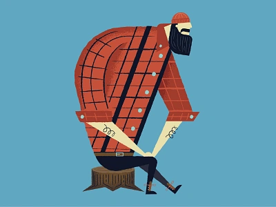 Paulie B illustration lumberjack paul bunyan plaid