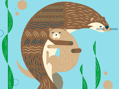 Otter hugs animals hug illustration otter pattern
