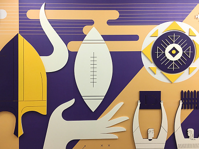 Vikes football geometric illustration installation interior mural sports vikings
