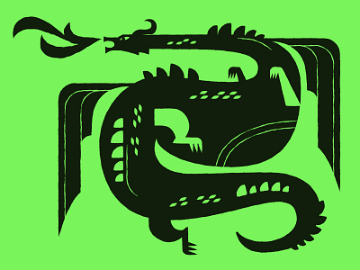 Dragon beast geometric illustration mythology