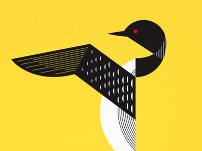 Loon bird geometric illustration loon poster