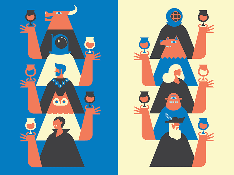 Beer! beer geometric illustration people