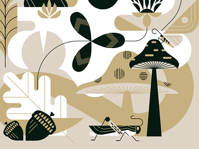 Lil' guys animals forest geometric illustration