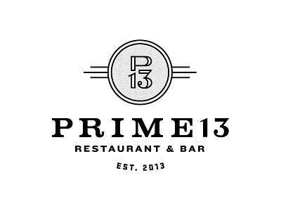 Prime 13 Logo circle icon logo monogram serif stamp