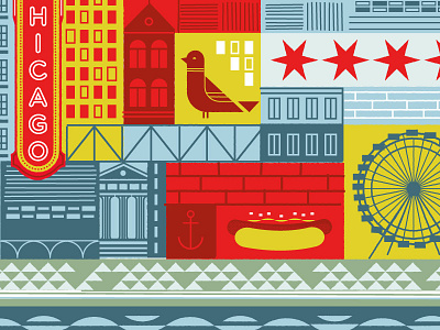 Cityscape chicago cityscape graphic grid hot dog