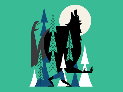 Werewolf howl illustration legend wolf