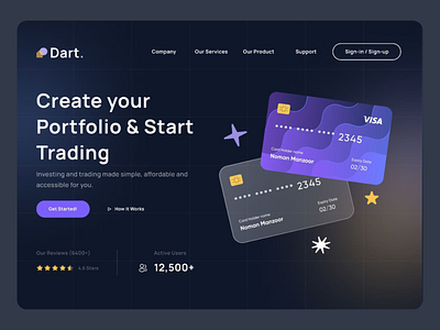 Dart - Trading website design clean dart finance gradient graphic design investing portfolio trading