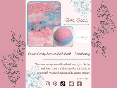 Cotton Candy Scented Bath Bomb - Bombbeauty