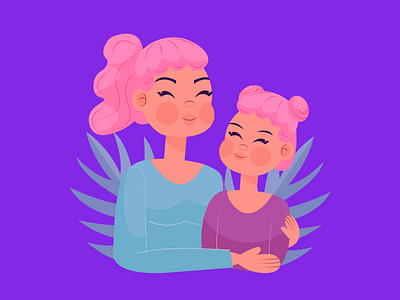 Happy mom and daughter design illustration vector