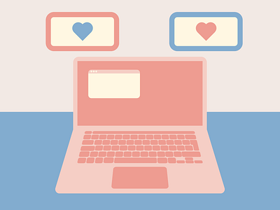 Cute laptop, workplace design illustration vector