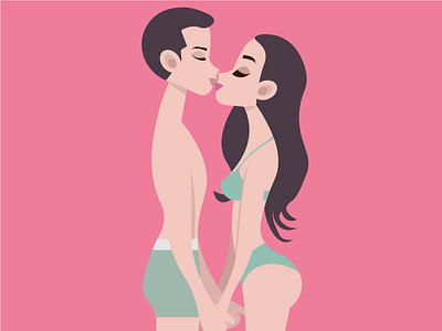 Kissing couple date design flat illustration kiss vector