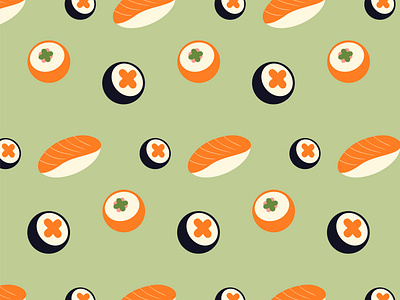 Sushi seamless pattern asian food illustration meal pattern restaurant salmon seamless sushi vector