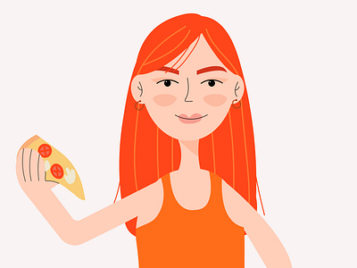 Girl eating pizza