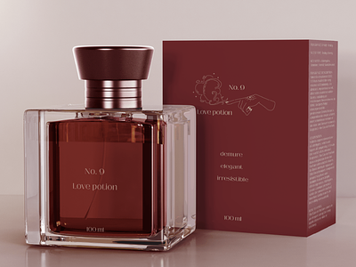 Perfume packaging design, branding, logo, glass bottle