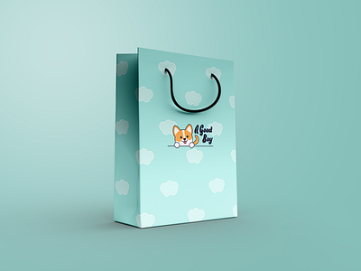 Dog food shop, shopping bag, cute dog logo, dog food branding