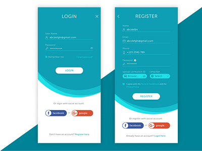 Login and Register Screen - Figma