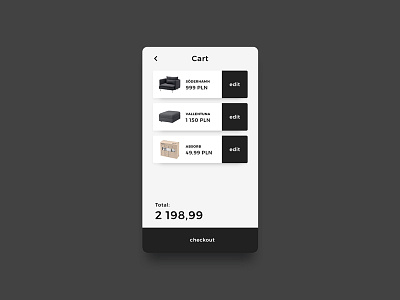 Shopping Cart – Day 58 #DailyUI 58 app cart daily dailyui shopping ui ux