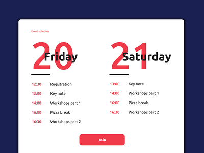 Schedule – Day 71 #DailyUI