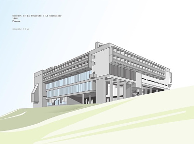 Convent of La Tourette architectural graphic design illustration 建筑