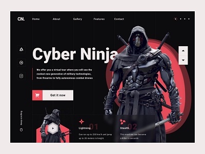Cyber Ninja Landing Page Design 3d animation art branding design graphic design icon illustration illustrator logo logo design minimal typography ui ux vector web website