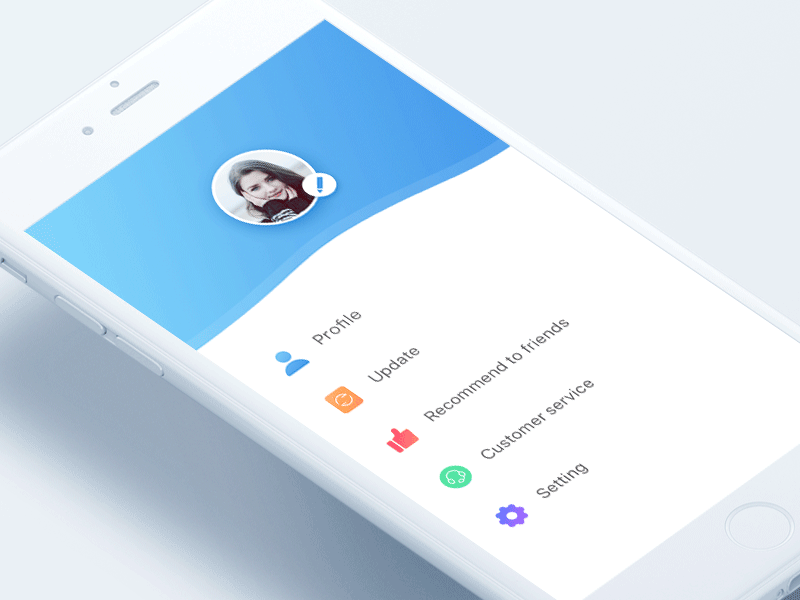 User Profile animation app cleaning flat ios iphone