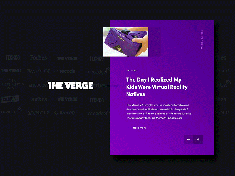 Merge VR Media coverage interaction parallax ui ux vr web website